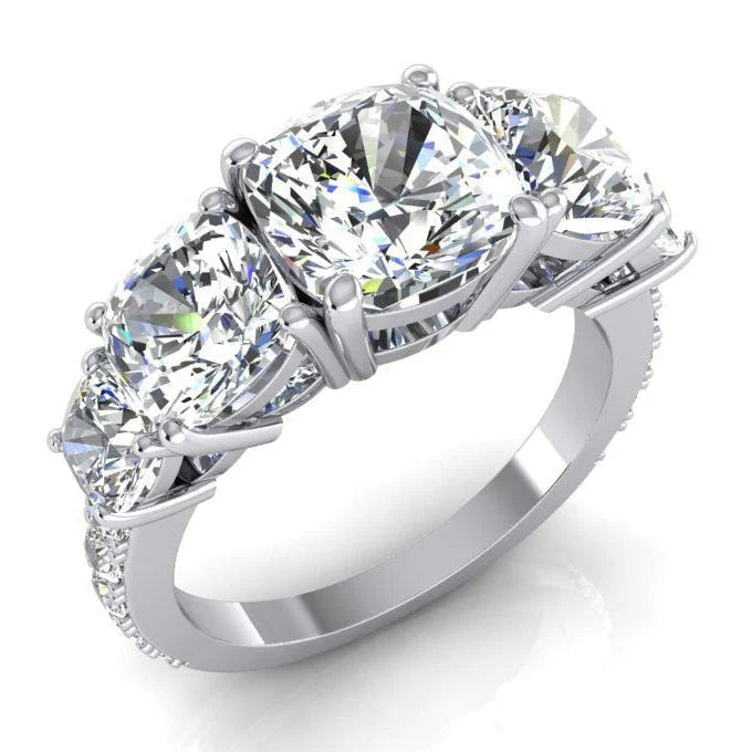 Verlobung Ring Aus 7 Karat Kissen Echte Diamant Gold Mit Akzenten