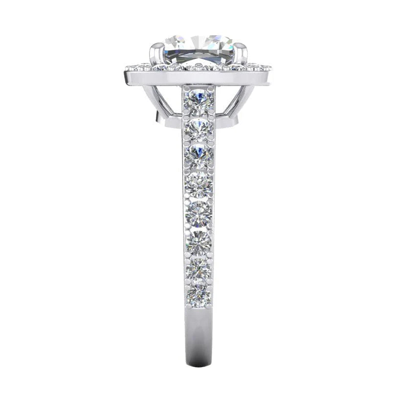WeißGold Kissen Halo Echt Diamant Ring 3,65 Karat Enfassung