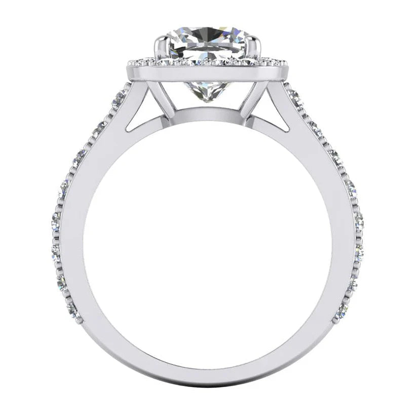 WeißGold Kissen Halo Echt Diamant Ring 3,65 Karat 