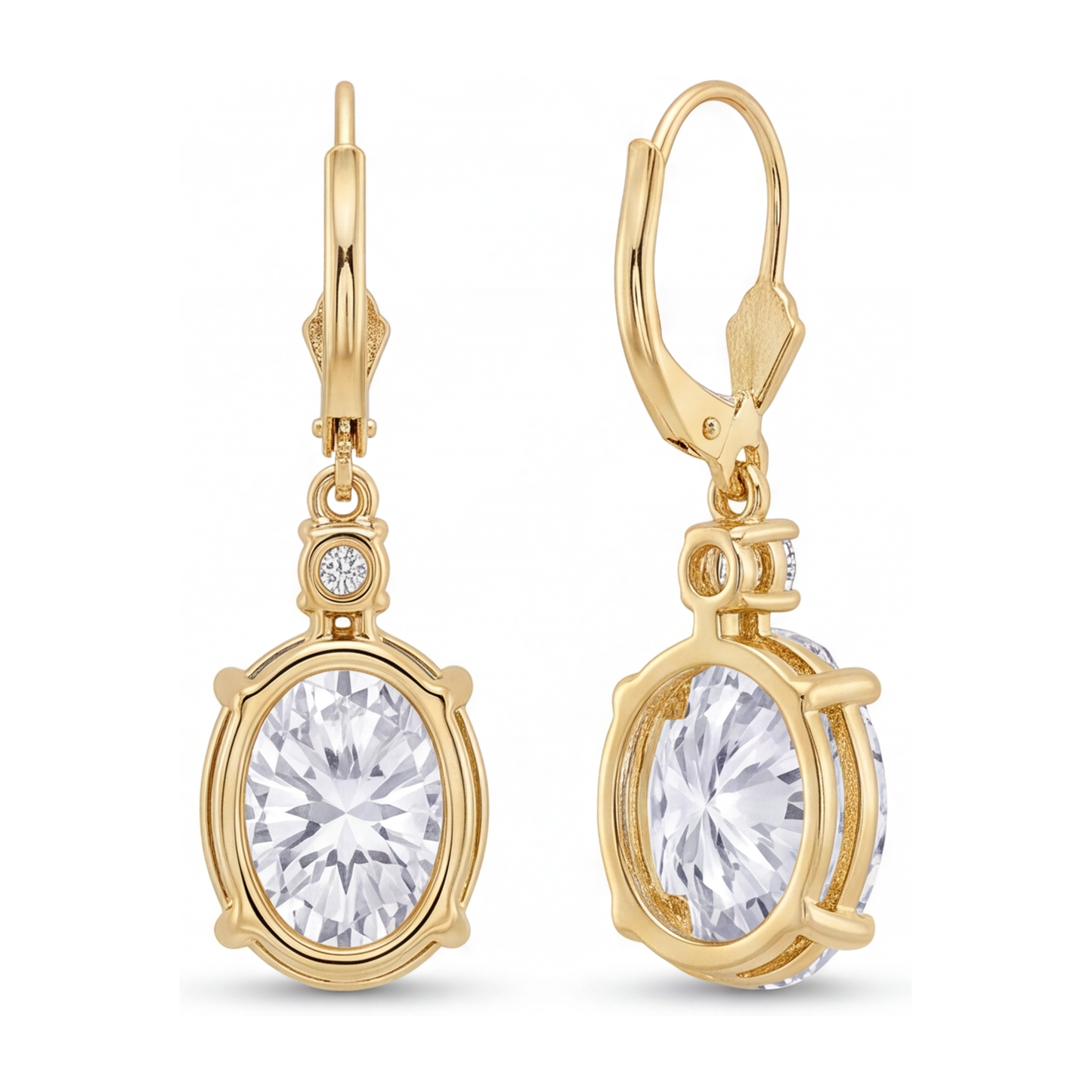 Tropfen-Ohrhänger mit weissen Diamanten, 3 Karat, im Labor gezüchtet, oval, Klappbrisur, 14 Karat Gelbgold