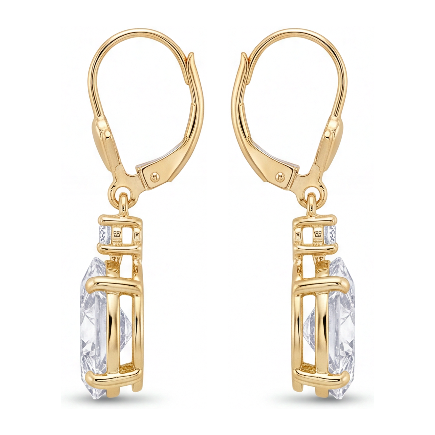 Tropfen-Ohrhänger mit weissen Diamanten, 3 Karat, im Labor gezüchtet, oval, Klappbrisur, 14 Karat Gelbgold
