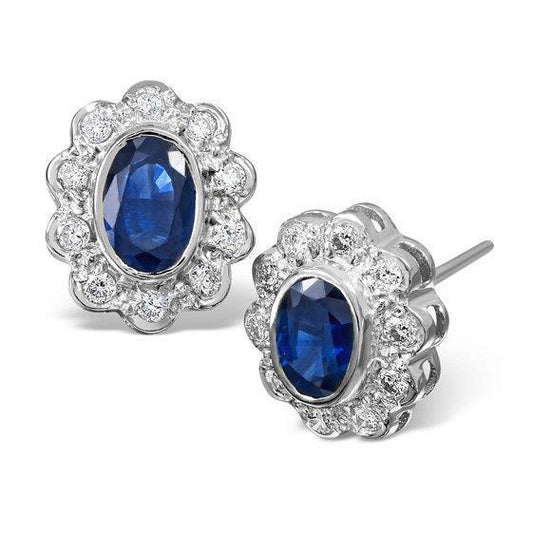 Blauer Saphir Oval Gemstone Earring in 14K Weißgold – Hauptansicht