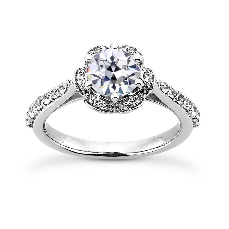 14K Gold Halo Ehering Alter Minenschliff Echt Diamant 3,75 Karat Schmuck