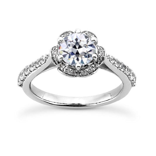 14K Gold Halo Ehering Alter Minenschliff Echt Diamant 3,75 Karat Schmuck