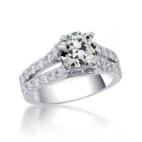 14K Gold Jubiläumsring Rund Alter Bergmann Naturliche Diamant Split Shank 4 Karat