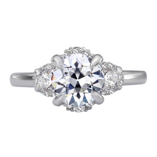 14K Gold Old Mine Cut Natürlich Diamant-Verlobungsring Krappenset 6,50 Karat