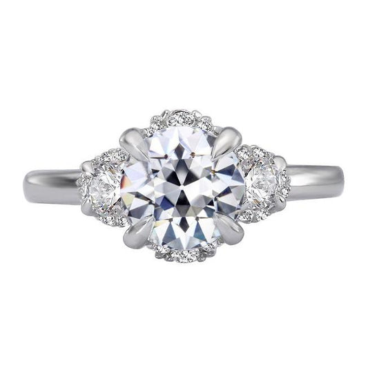 14K Gold Old Mine Cut Natürlich Diamant-Verlobungsring Krappenset 6,50 Karat