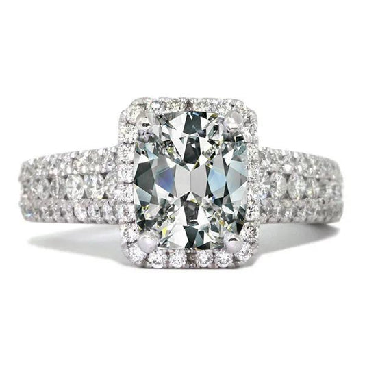 14K Gold Ovaler Alt-Minenschliff Echt Diamant Halo Ring 9,50 Karat Weißgold