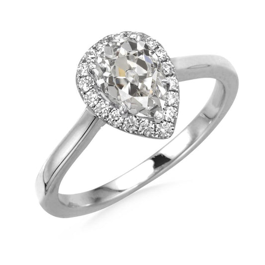 14K Gold Rund & Birne Alt Minenschliff Echt Diamant Halo Ring 4,50 Karat