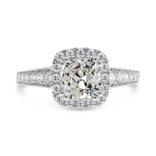 14K Gold Rund & Kissen Old Mine Cut Naturliche Diamant Halo Ring 8 Karat