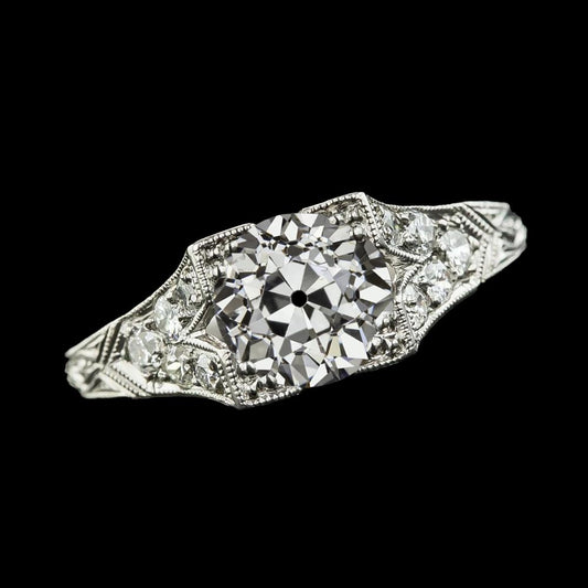 14K Gold Runder Alter Bergmann Echt Diamantring Im Antiken Stil 3,50 Karat