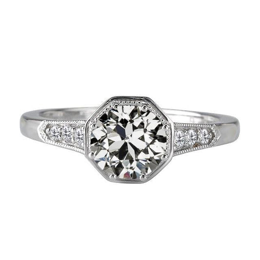 14K Gold Runder Alter Bergmann Echt Diamantring Im Antiken Stil 3 Karat