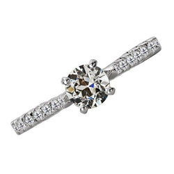 14K Gold Runder Alter Bergmann Echt Diamantring Konischer Schaft 3 Karat