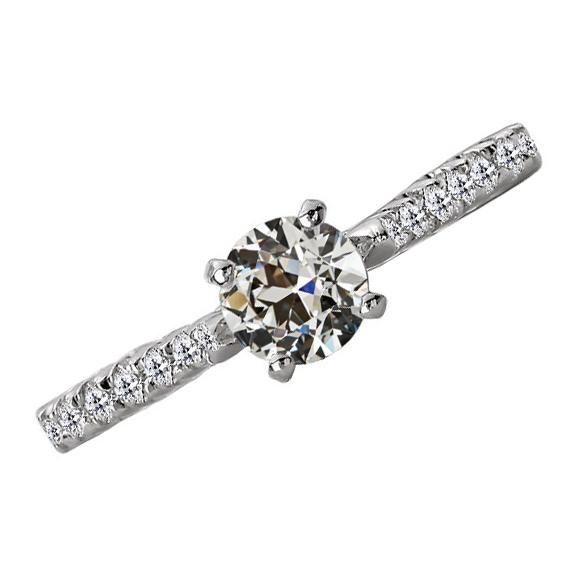 14K Gold Runder Alter Bergmann Echt Diamantring Konischer Schaft 3 Karat