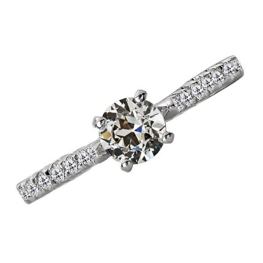 14K Gold Runder Alter Bergmann Echt Diamantring Konischer Schaft 3 Karat