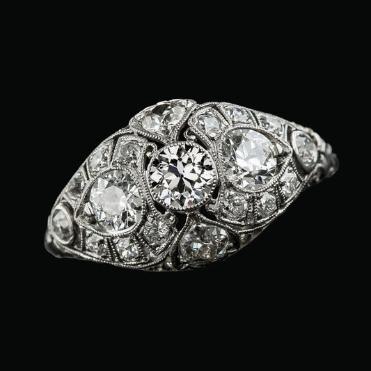 14K Gold Runder Alter Bergmann Echt Diamantring Milgrain Schaft 4,50 Karat