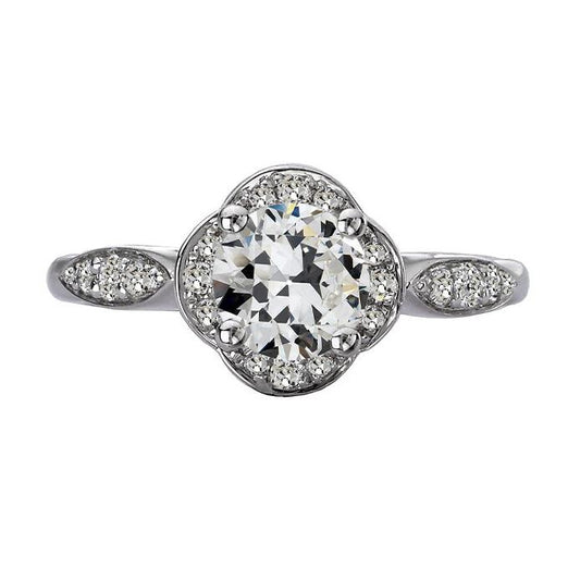 14K Gold Runder Alter Bergmann Echt Diamantring Mit Akzenten 4 Karat