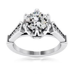 14K Gold Runder Alter Minenschliff Echt Diamantring 6 Zinken Set 4,25 Karat