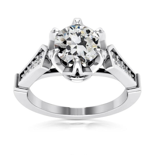 14K Gold Runder Alter Minenschliff Echt Diamantring 6 Zinken Set 4,25 Karat - harrychadent.ch