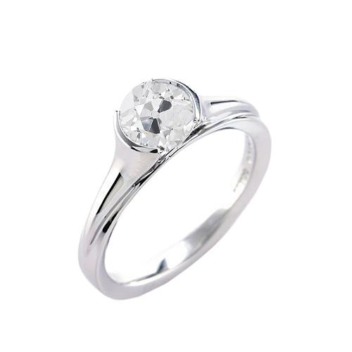 14K Gold Runder Solitärring Alter Bergmann Echt Diamant Halblünette Set 1 Karat
