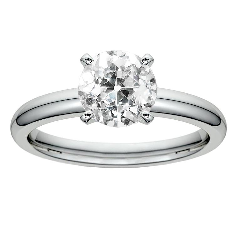 14K Weißgold Solitärring Runder Alter Minenschliff Echt Diamant 2,50 Karat