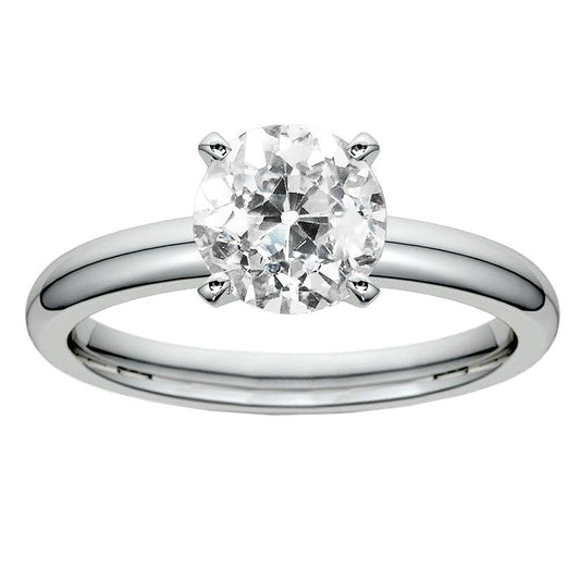 14K Weißgold Solitärring Runder Alter Minenschliff Echt Diamant 2,50 Karat
