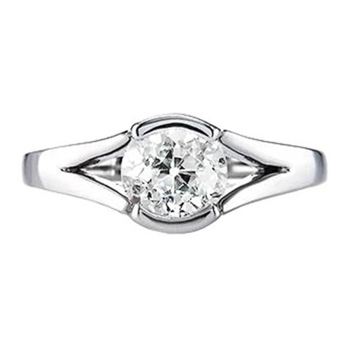 1 Karat Alteuropäischer Echt Diamant Solitärring mit geteiltem Schaft und halber Lünette - harrychadent.ch