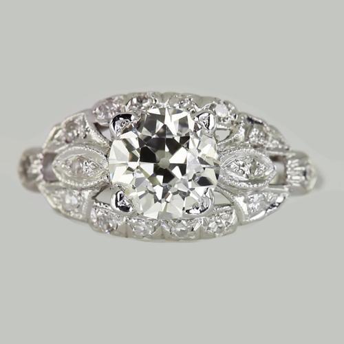 2.50 Karat Solitärring Altschliff Echt Diamant mit Akzenten Vintage-Stil
