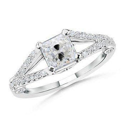 2.50 Karat Verlobungsring Kissen Altschliff Natürliche Diamant Gold Split Shank
