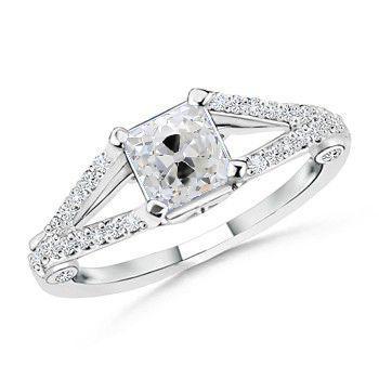 2.50 Karat Verlobungsring Kissen Altschliff Natürliche Diamant Gold Split Shank