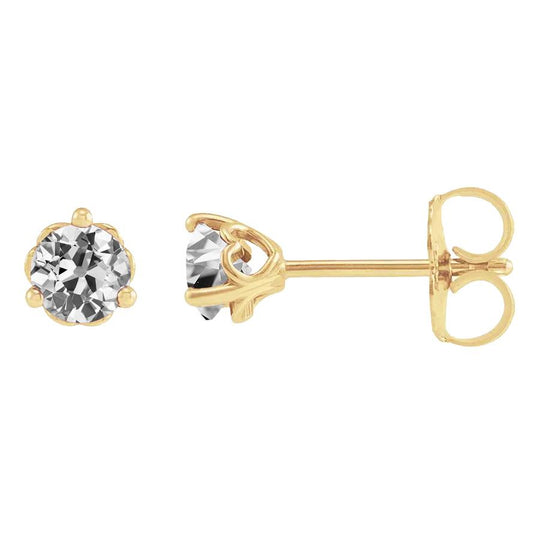2 Karat Gold Ohrstecker Alteuropäischer Echt Diamant Krappen Set Push Backs - harrychadent.ch