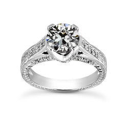 2 Karat Verlobungsring im Antiken Stil, Rund, Alter Bergmanns Echt Diamant