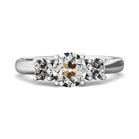 3-Stein-Jubiläumsring Runder Echt Diamant Im Alten Minenschliff 4 Karat - harrychadent.ch