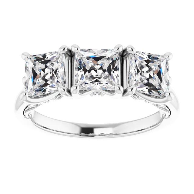 3-Stein-Quadratschliff Alter Europäischer Naturlich Diamantring 14K Gold 9 Karat - harrychadent.ch