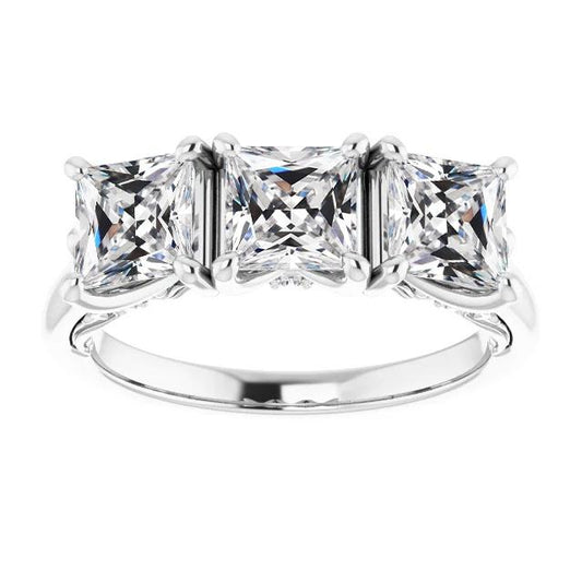 3-Stein-Quadratschliff Alter Europäischer Naturlich Diamantring 14K Gold 9 Karat - harrychadent.ch