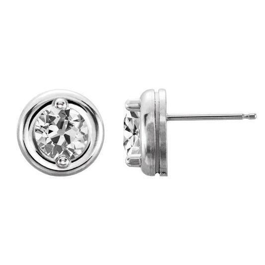 3 Karat Gold-Natürlich Diamant-Ohrstecker Alter Bergmanns Prong Set