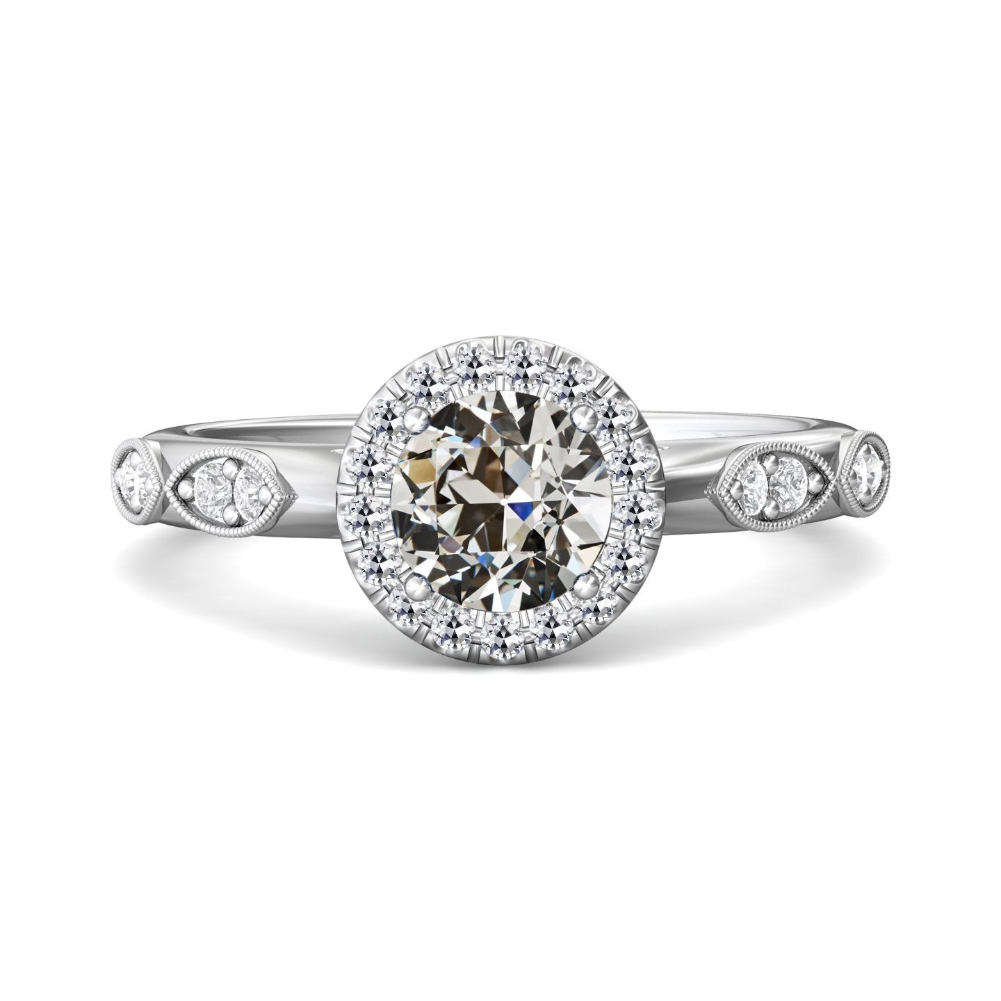 3 Karat Halo Jubiläumsring Runder Alter Minenschliff Echt Diamantschmuck - harrychadent.ch