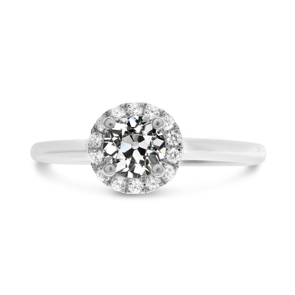 3 Karat Halo Ring Runder Alter Minenschliff Echt Diamant 14K Gold - harrychadent.ch