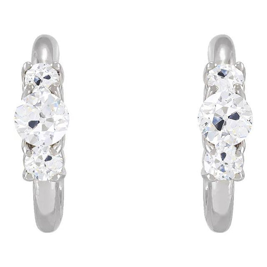 3 Stein Natürlich Diamant Offene Creolen 6 Karat Altschliff Goldschmuck1