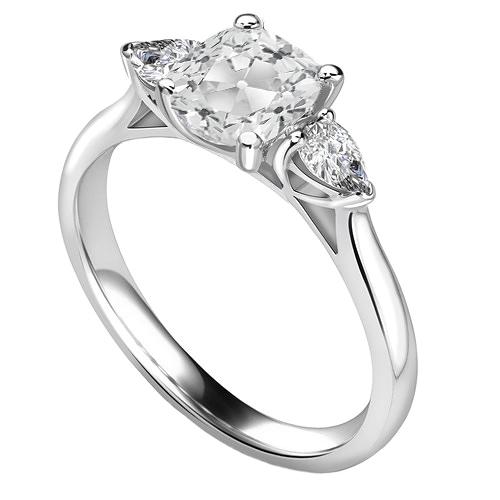 3 Steine Birne Echt Diamant & Rund alter Bergmann Gold Jubiläumsring 2 Karat - harrychadent.ch