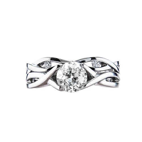 3 Steine Ehering Alter Bergmann Natürliche Diamant Infinity Style 1,25 Karat