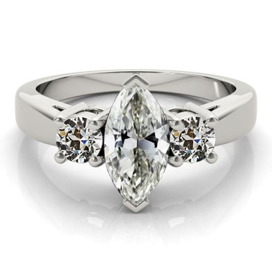 3 Steine Marquise Altschliff Naturliche Diamant Ring V Krappen Korb Set 4,50 Karat