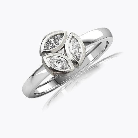 3 Steine Marquise Echt Diamant Verlobungsring Lünette Set 3 Karat Weißgold - harrychadent.ch