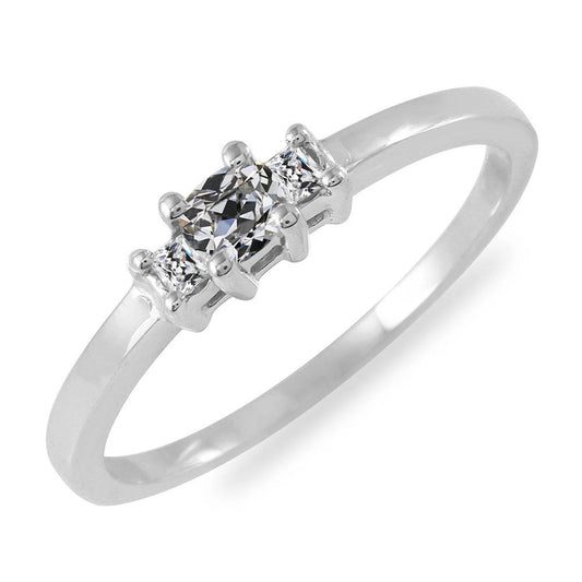 3 Steine Oval Old Mine Cut Echt Diamant Ring Korb Set Schmuck 2,50 Karat