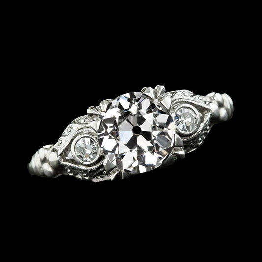 3 Steine Ring Dreier Krappen Set Rund Alter Bergmann Natürliche Diamant 2,75 Karat