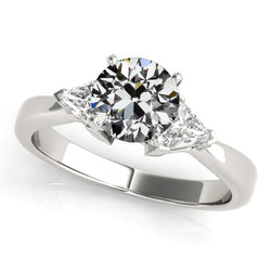 3 Steine Ring Trillion & Altschliff Echt Diamant Schmuck 14K Gold 3,50 Karat
