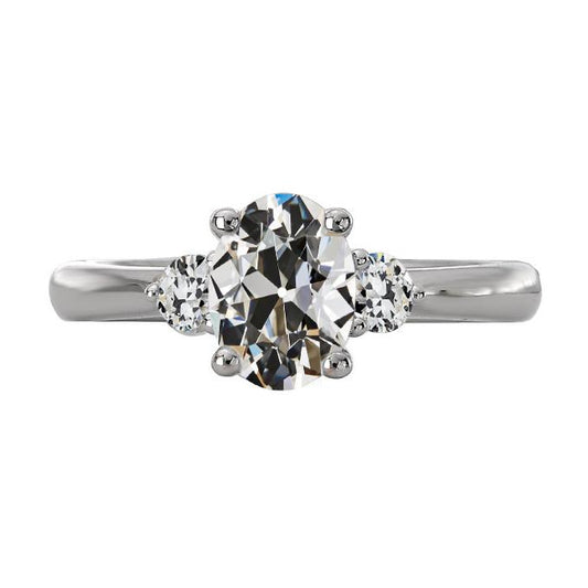 3 Steine Rund & Oval Alter Bergmann Natürliche Diamantring 5,50 Karat Schmuck