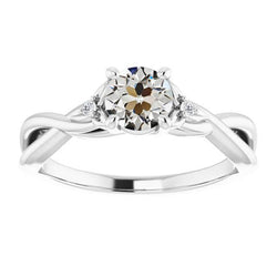 3 Steine Runder Alter Europäischer Natürliche Diamantring Infinity Style 2.50 Karat
