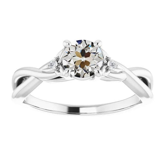 3 Steine Runder Alter Europäischer Natürliche Diamantring Infinity Style 2.50 Karat