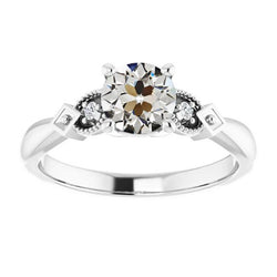 3 Steine Verlobungsring Alter Bergmann Echt Diamant 2,50 Karat Konischer Schaft